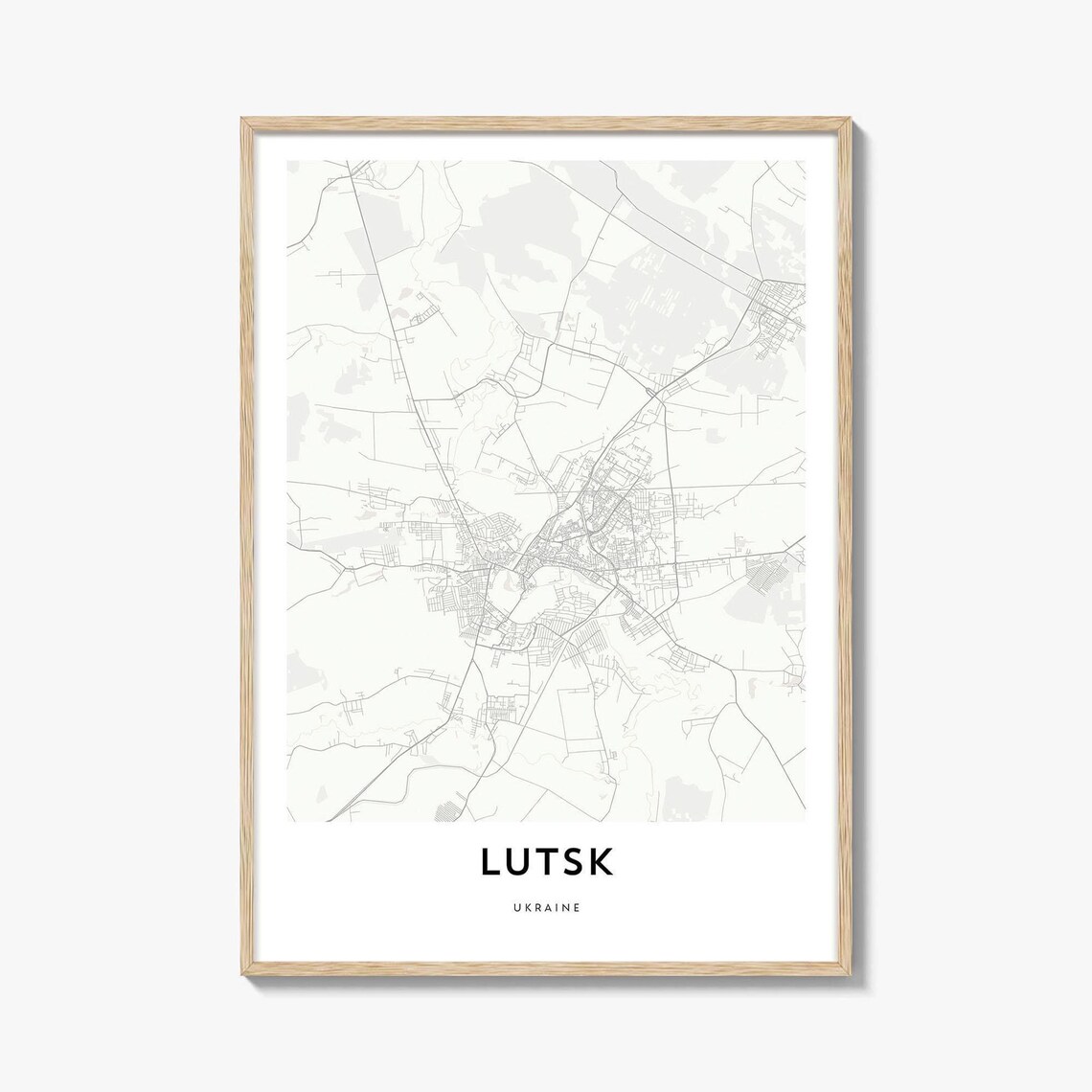 Lutsk Ukraine City Street Map Minimalist Black And White Poster