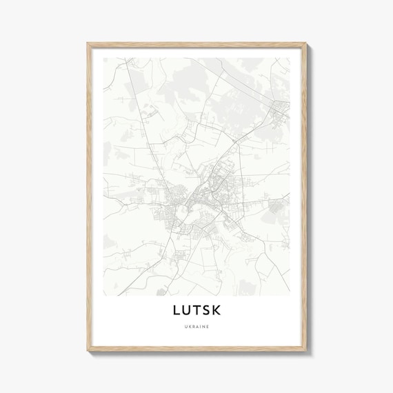 Lutsk Ukraine City Street Map Minimalist Black And White Poster