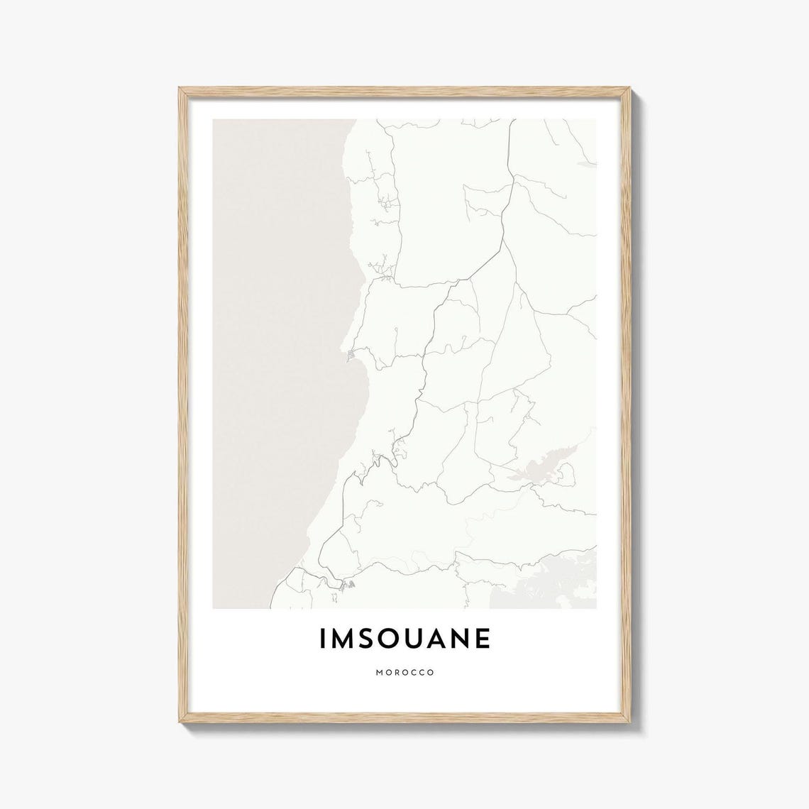 Imsouane Morocco Minimalist Coastal Town Map Wall Decor Poster