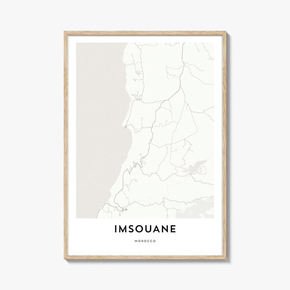 Imsouane Morocco Minimalist Coastal Town Map Wall Decor Poster