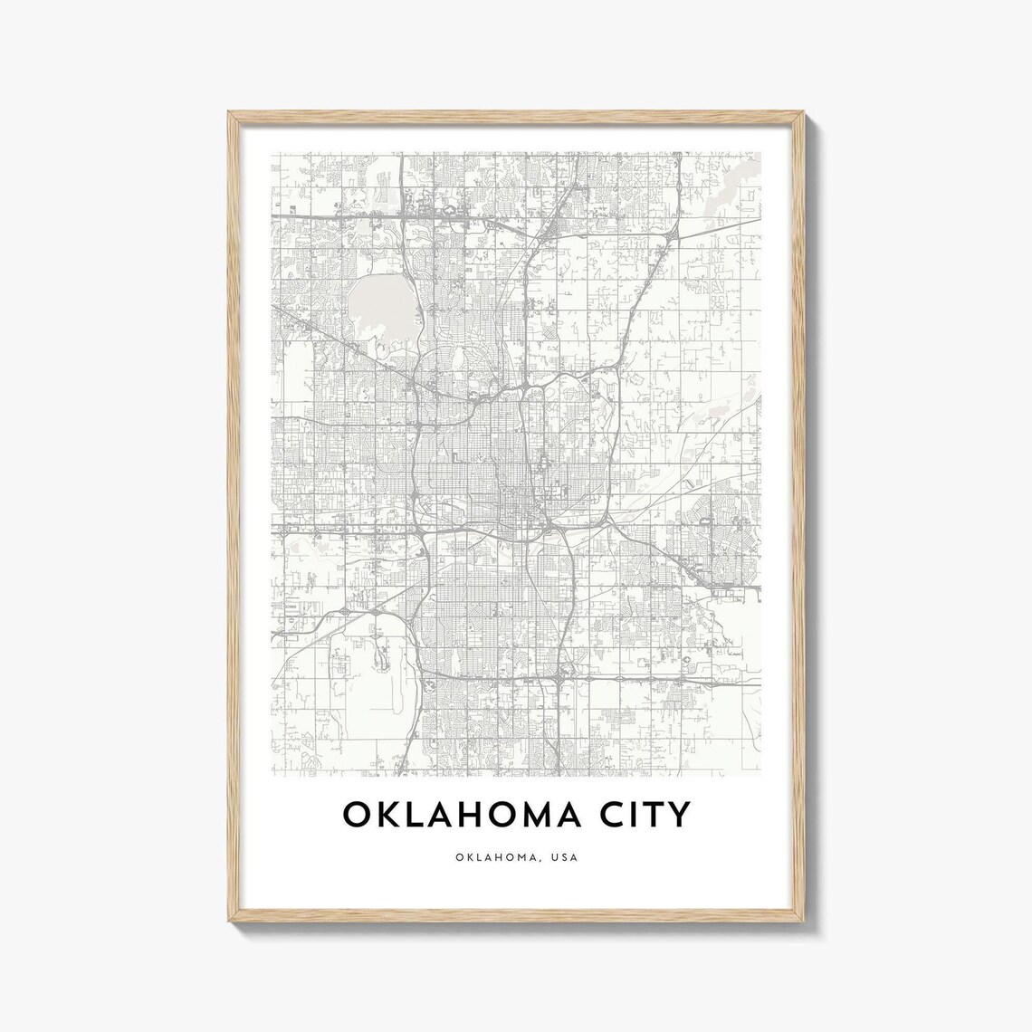 Oklahoma City Minimalist Street Map Travel Home Decor Poster