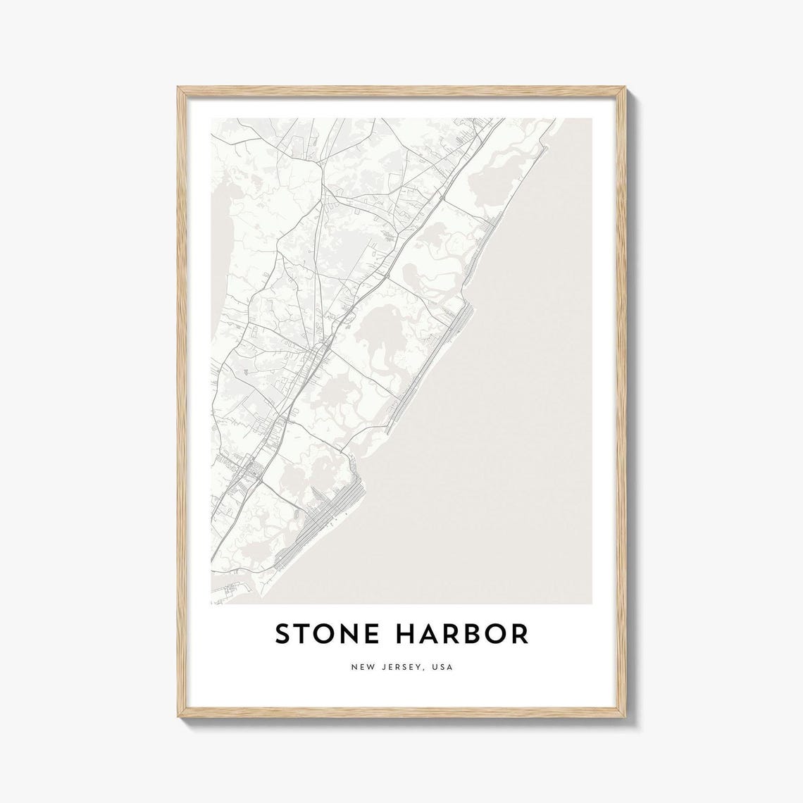 Stone Harbor New Jersey Jersey Shore Minimalist Town Map Poster