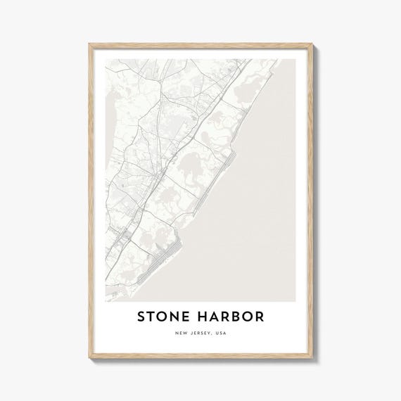 Map Of Stone Harbor Print Gift Poster City Artwork For Home Office New Jersey