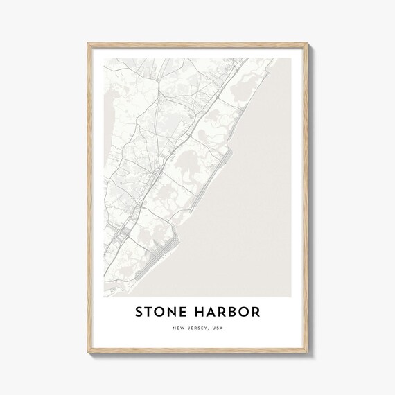 Stone Harbor New Jersey Jersey Shore Minimalist Town Map Poster