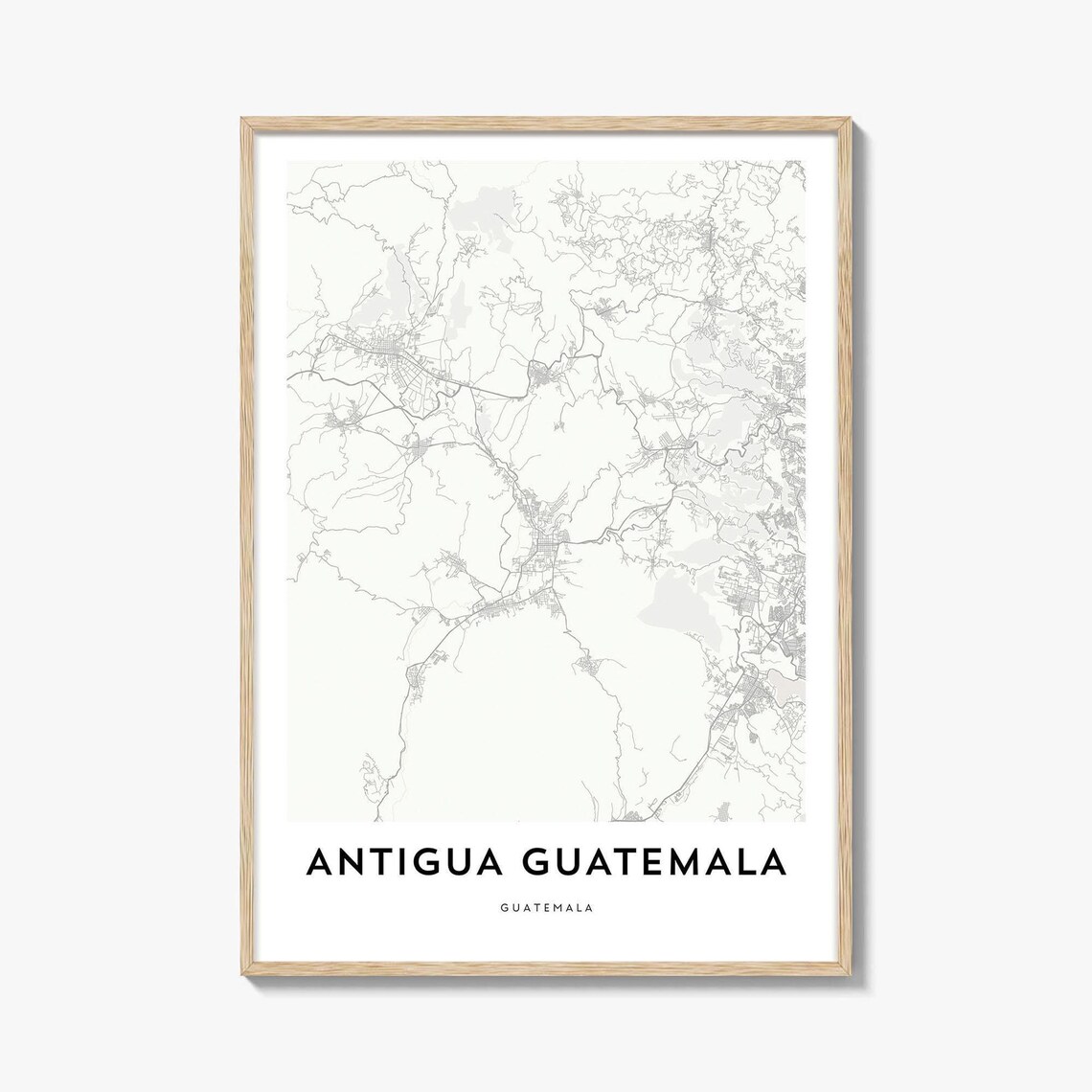 Antigua Guatemala Historic Colonial City Minimalist Map Poster