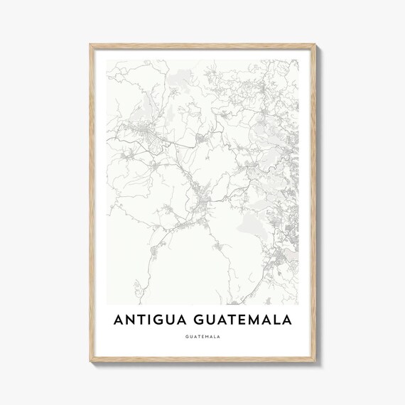Antigua Guatemala Historic Colonial City Minimalist Map Poster