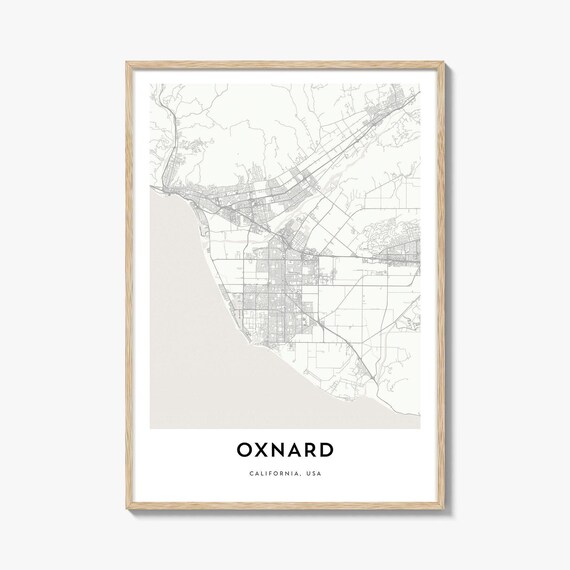 Oxnard California City Map Poster Minimalist Coastal Street Plan Art