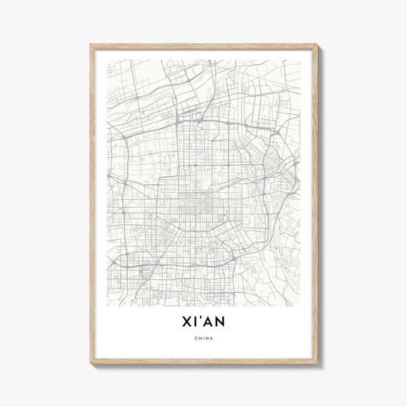 Xi'an China Minimalist Black And White Ancient City Map Art Poster