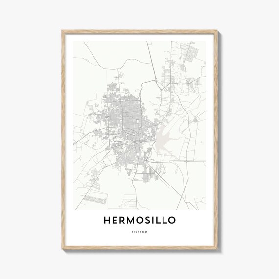 Hermosillo Mexico Modern Minimalist City Street Map Artwork Poster