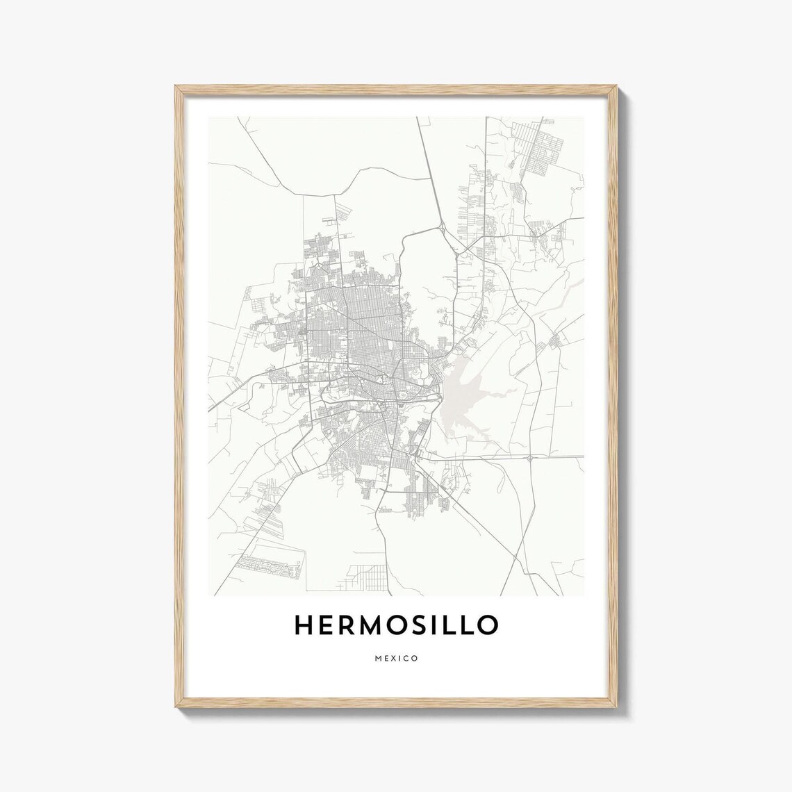 Hermosillo Mexico Modern Minimalist City Street Map Artwork Poster