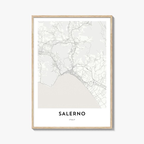 Salerno Italy Minimalist Black and White City Map Art Poster