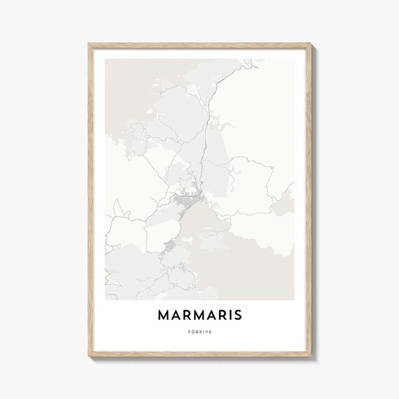 Marmaris Turkiye Minimalist Coastal City Map Poster Black White