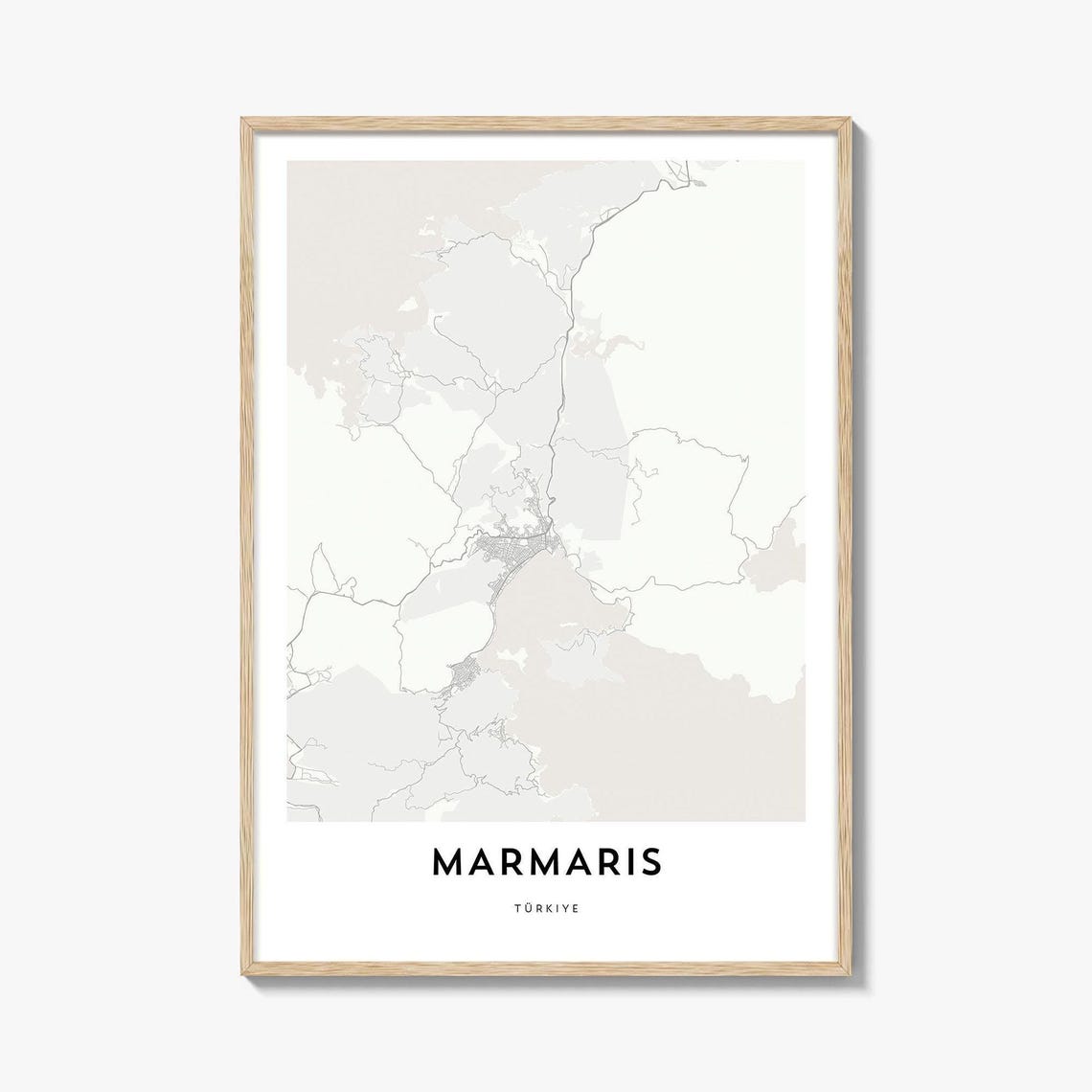 Marmaris Turkiye Minimalist Coastal City Map Poster Black White