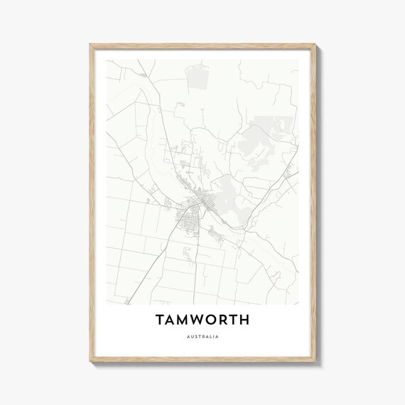 Tamworth Australia Beige Minimalist City Map Modern Travel Poster