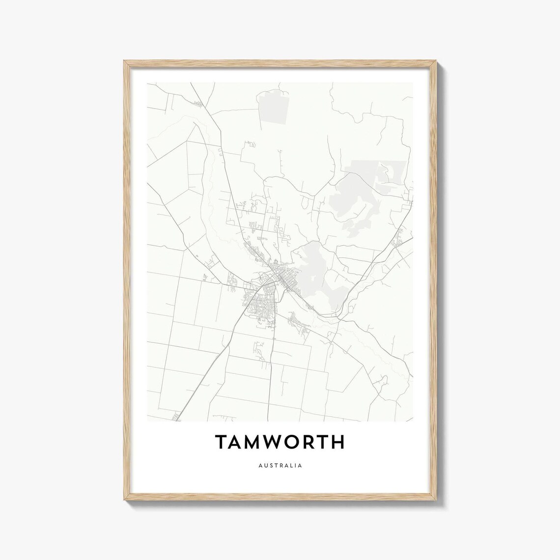 Tamworth Australia Beige Minimalist City Map Modern Travel Poster