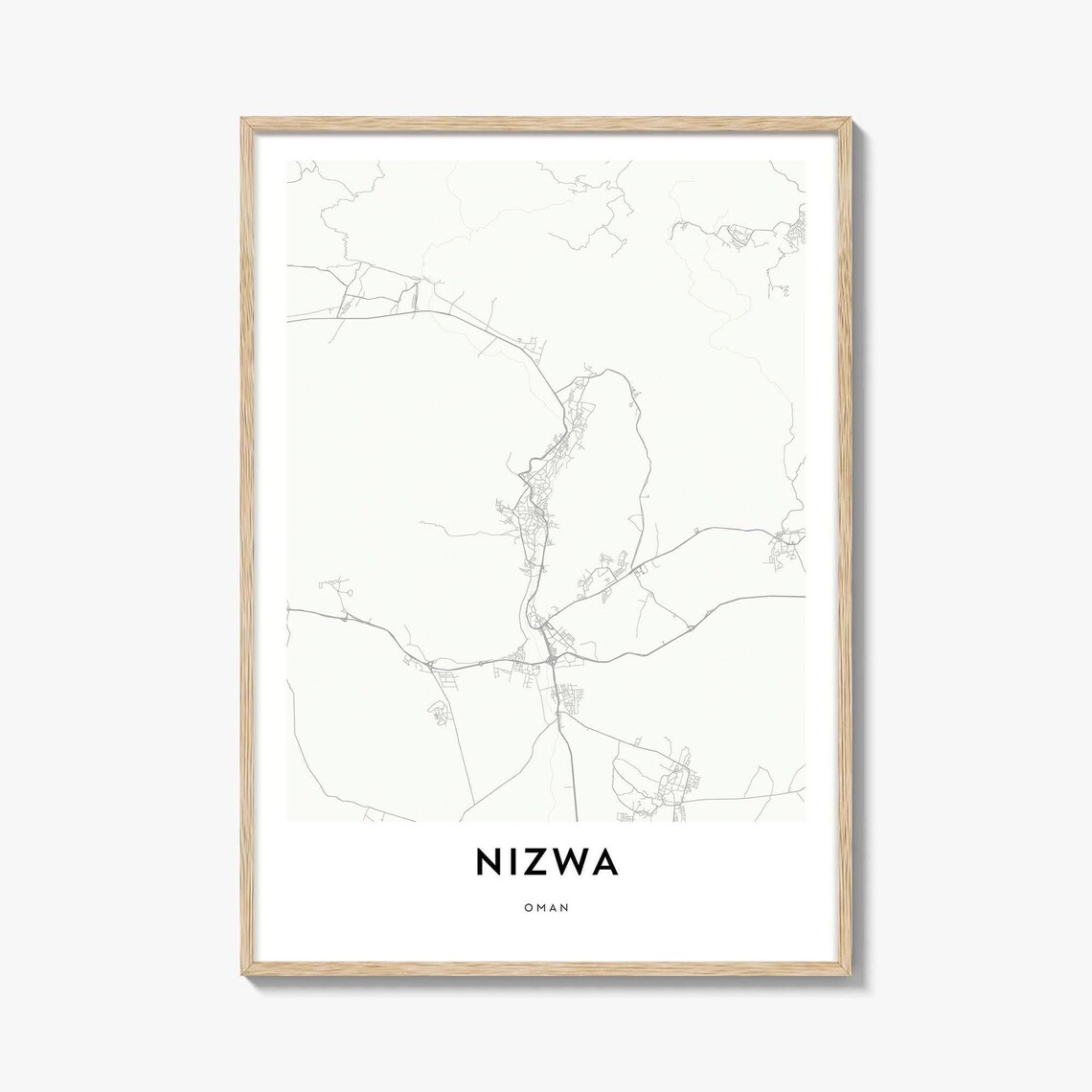 Nizwa Oman Minimalist Neutral City Street Map Art Wall Poster