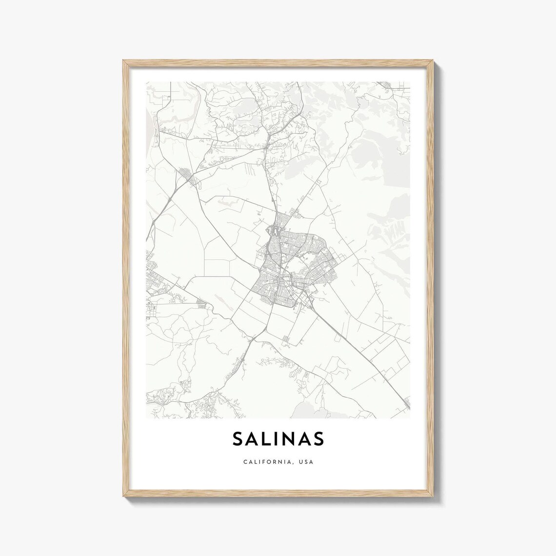 Salinas California USA City Street Map Minimalist Modern Poster