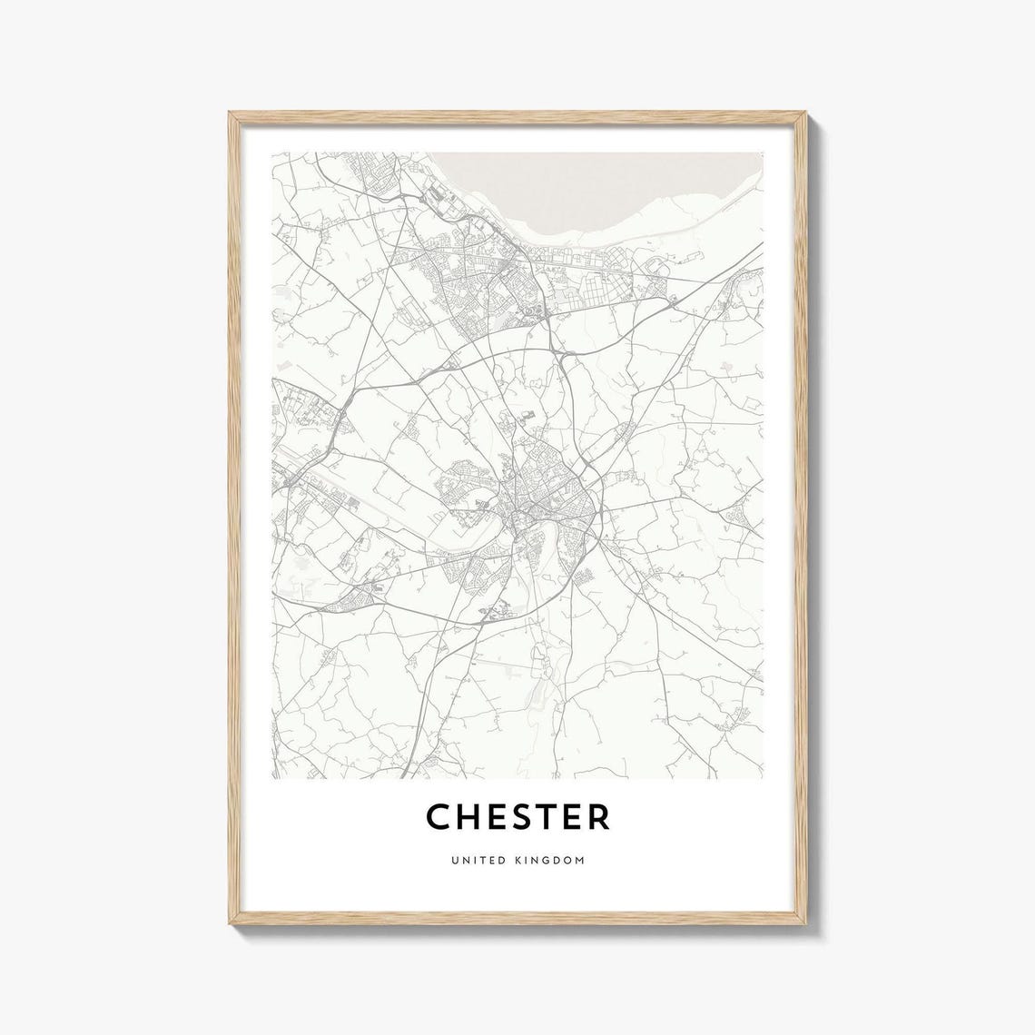 Chester England Minimalist Historic Street Map City Art Poster