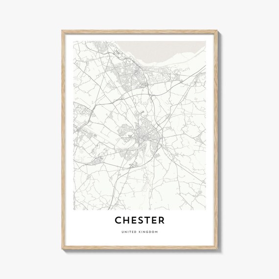 Chester England Minimalist Historic Street Map City Art Poster