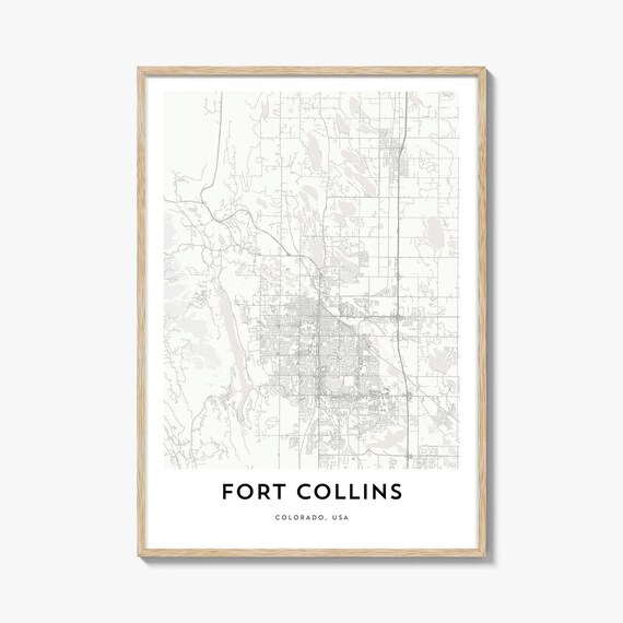 Fort Collins Colorado Minimalist City Street Map Travel Gift Poster