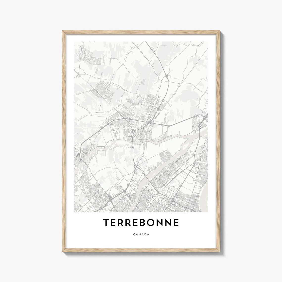 Terrebonne Canada Minimalist White City Street Map Art Poster