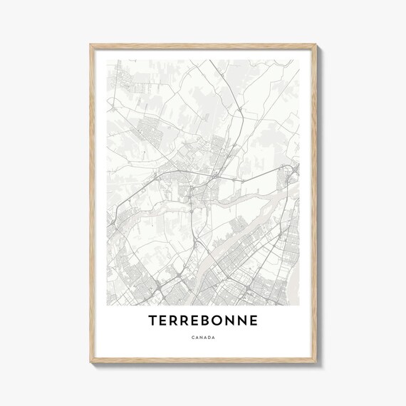 Terrebonne Canada Minimalist White City Street Map Art Poster