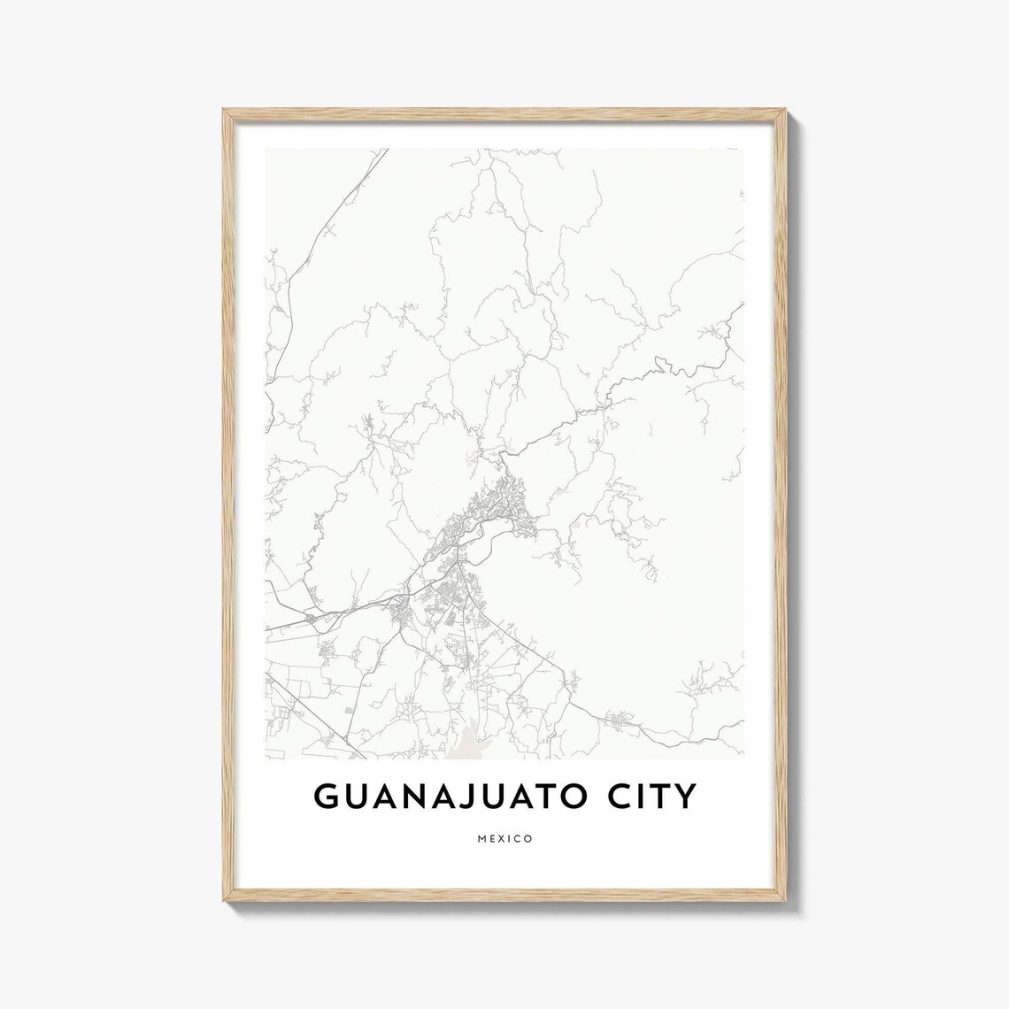 Guanajuato City Mexico Minimalist Street Map Line Art Poster
