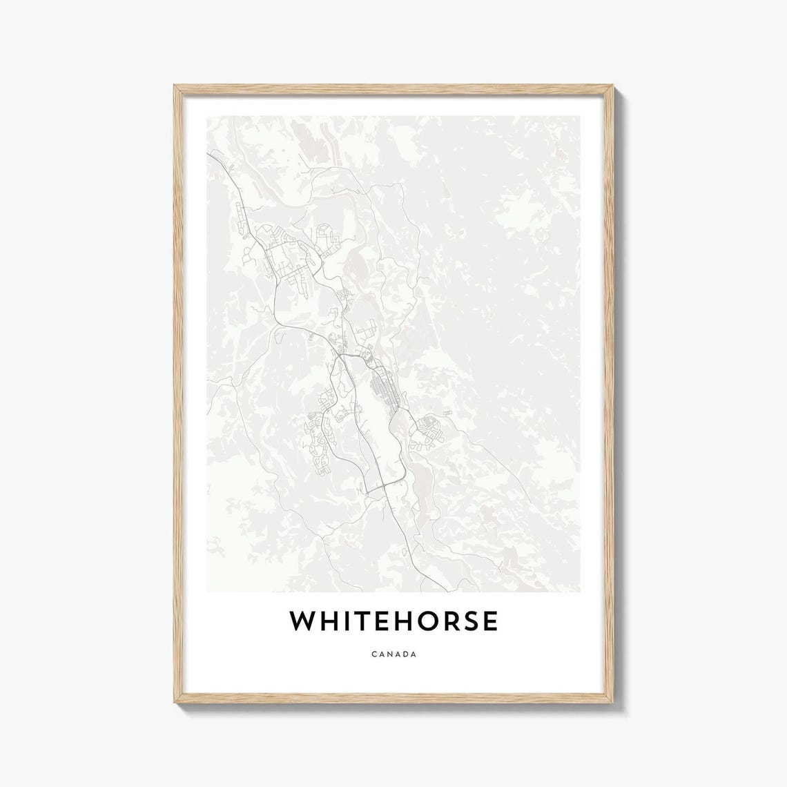 Whitehorse Canada Minimalist Street Map Monochrome City Poster