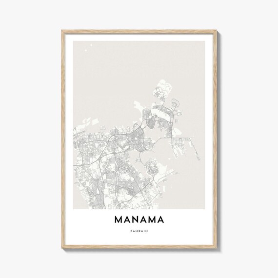 Minimalist Manama Bahrain City Map Poster in Black and White