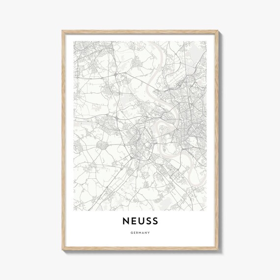 Neuss Germany River City Minimalist Map Street Line Art Poster