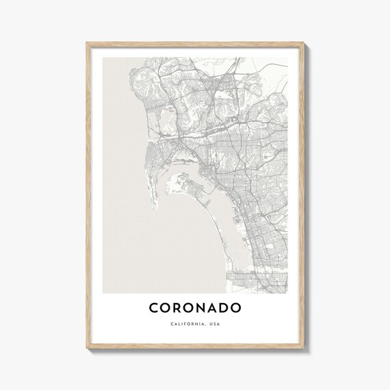 Coronado California USA Minimalist City Street Map Wall Decor Poster