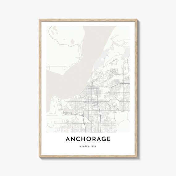 Anchorage Alaska USA Minimalist City Map Street Grid Modern Print