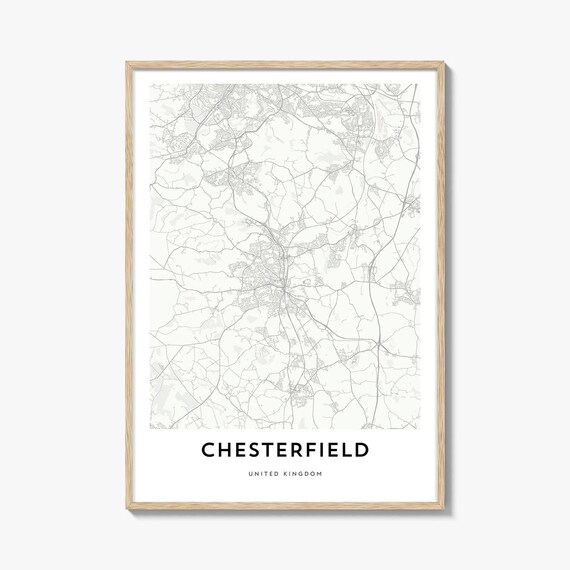 Chesterfield England Hometown Minimalist Street Map City Art Poster