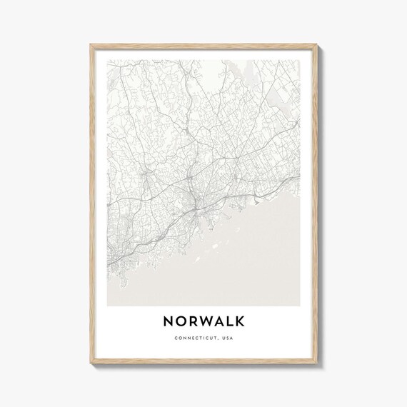 Norwalk Connecticut Minimalist Line Street Map City Travel Poster
