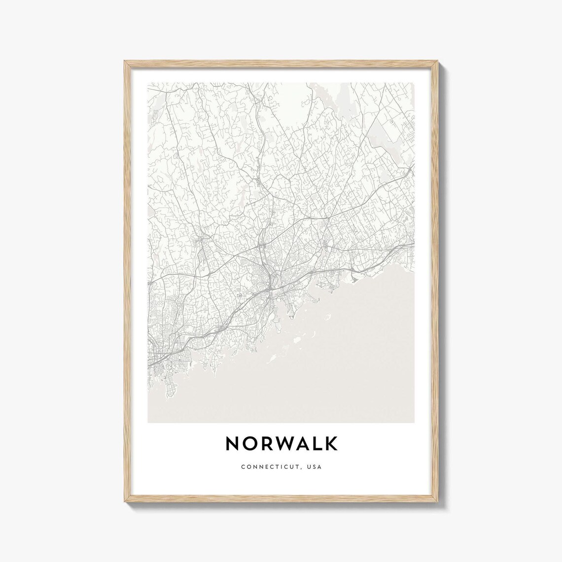 Norwalk Connecticut Minimalist Line Street Map City Travel Poster