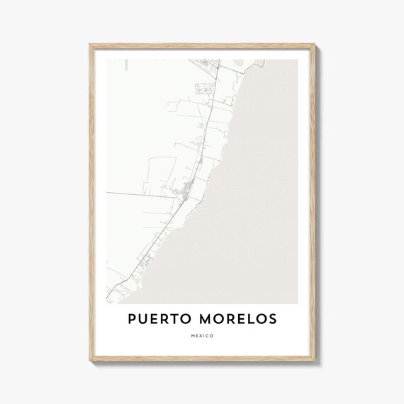 Puerto Morelos Mexico Minimalist City Street Map Decor Wall Art