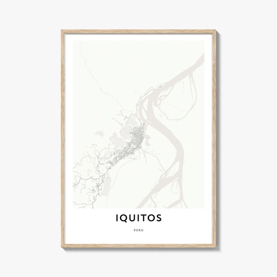 Iquitos Peru City Map Poster With Minimal Pale Beige Linework