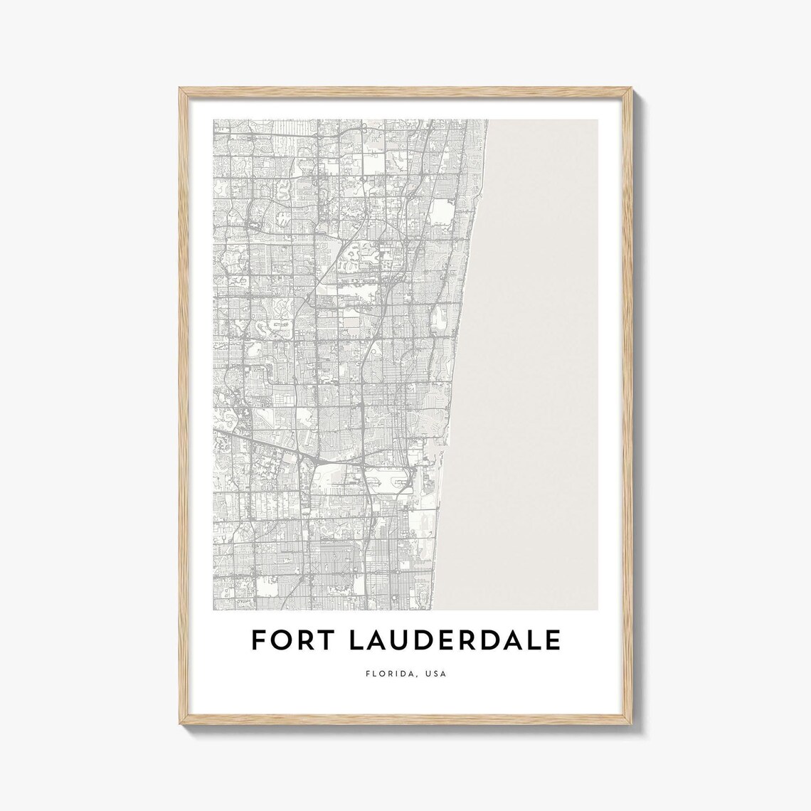 Fort Lauderdale Florida USA Minimalist City Map Line Art Poster