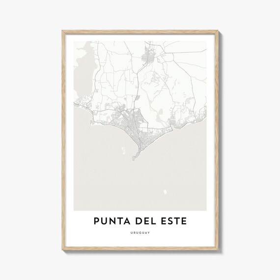 Punta del Este Uruguay Minimalist Grey Line Street Map Artwork Poster