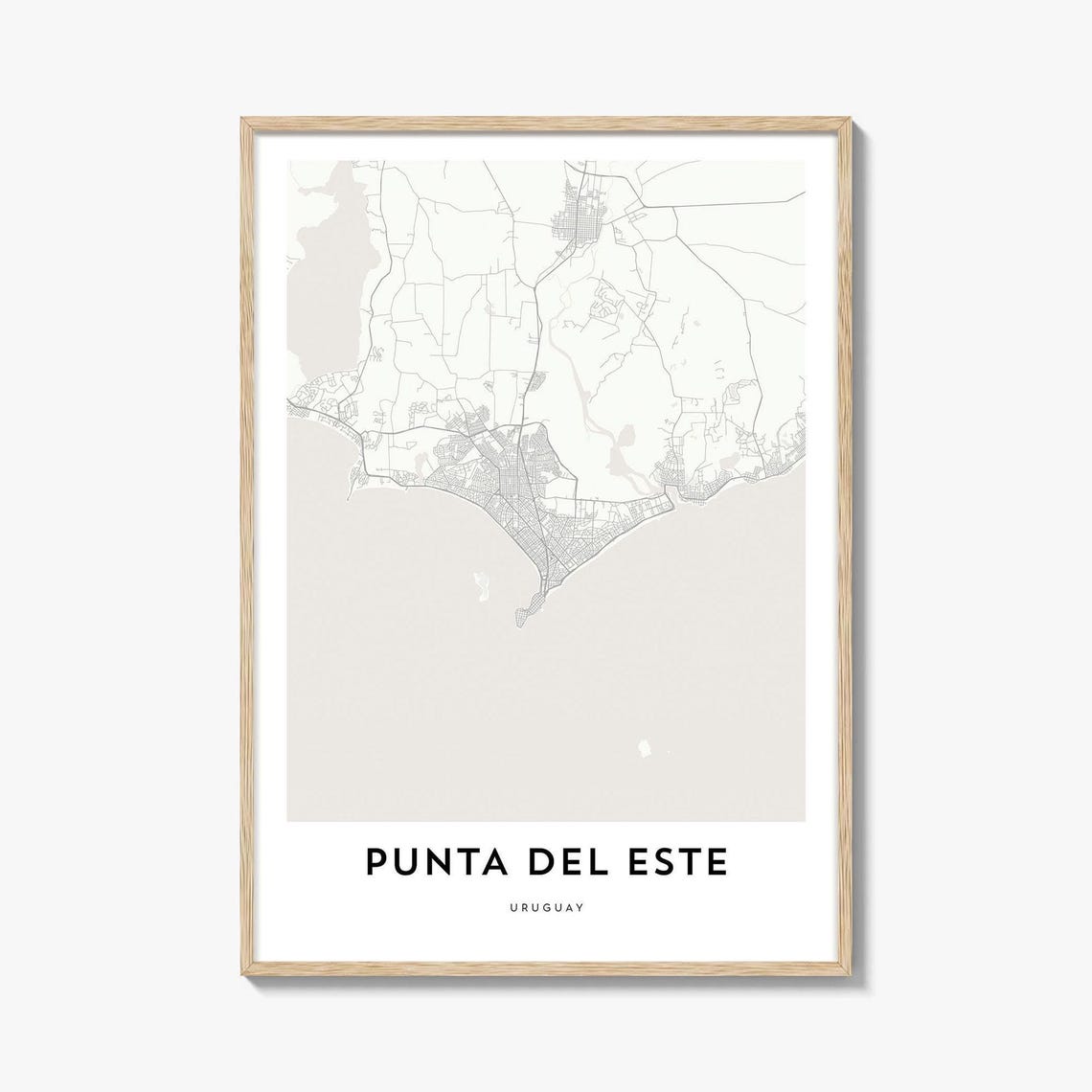 Punta del Este Uruguay Minimalist Grey Line Street Map Artwork Poster
