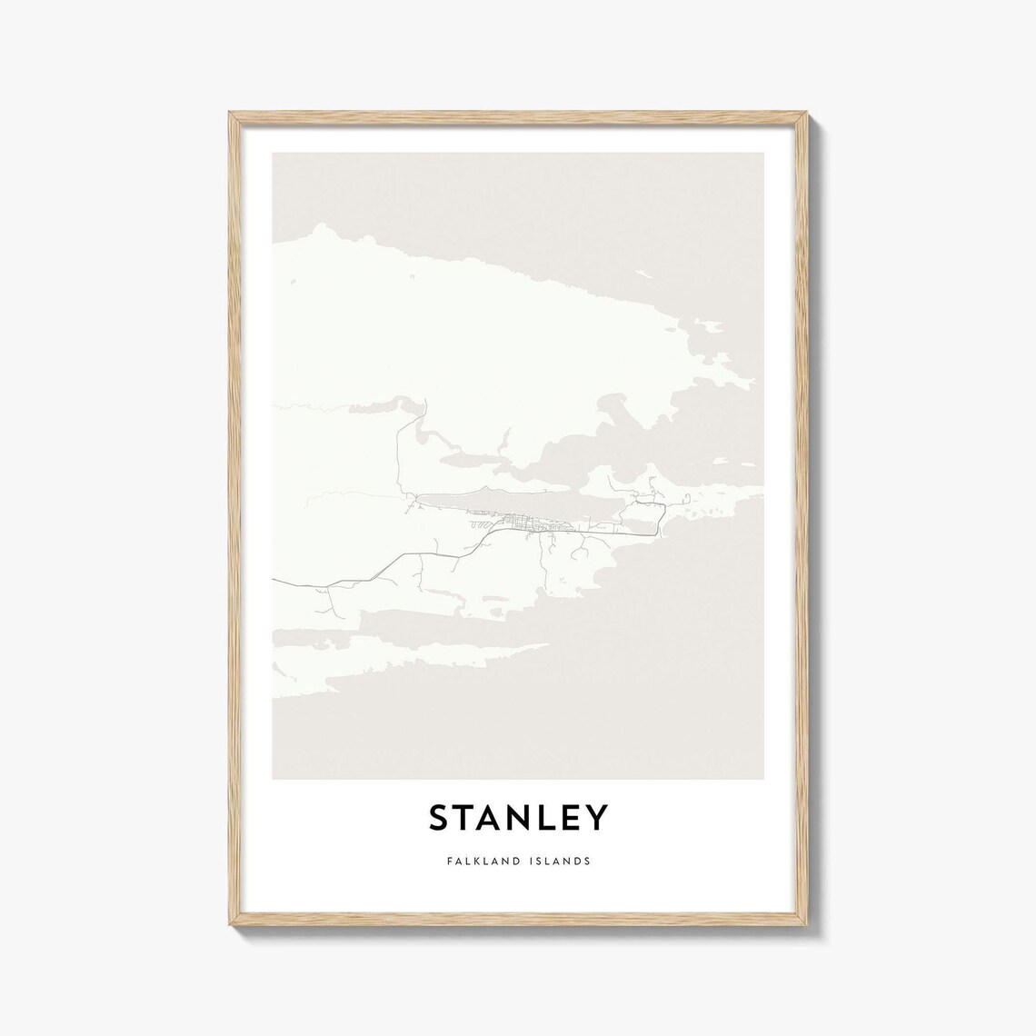 Stanley Falkland Islands Minimalist Light Gray City Map Poster