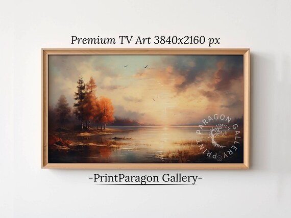 Autumn Forest Lake Sunset Golden Fall Foliage Landscape Wall Art