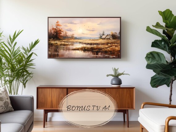 Marsh At Dusk Cabin Reflections Soft Watercolor Landscape Poster