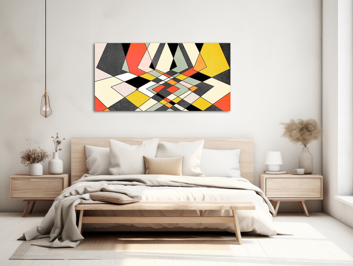 Mid Century Abstract Distortion Art Print, Red Yellow - Image 2