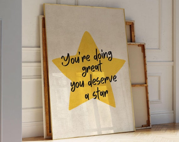 Trendy Motivational Star Wall Art Aesthetic Home Decor Uplifting Print For Office And Dorm Room