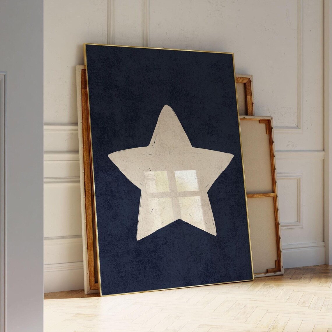 Retro Hand Drawn Star Art Print, Trendy Decor