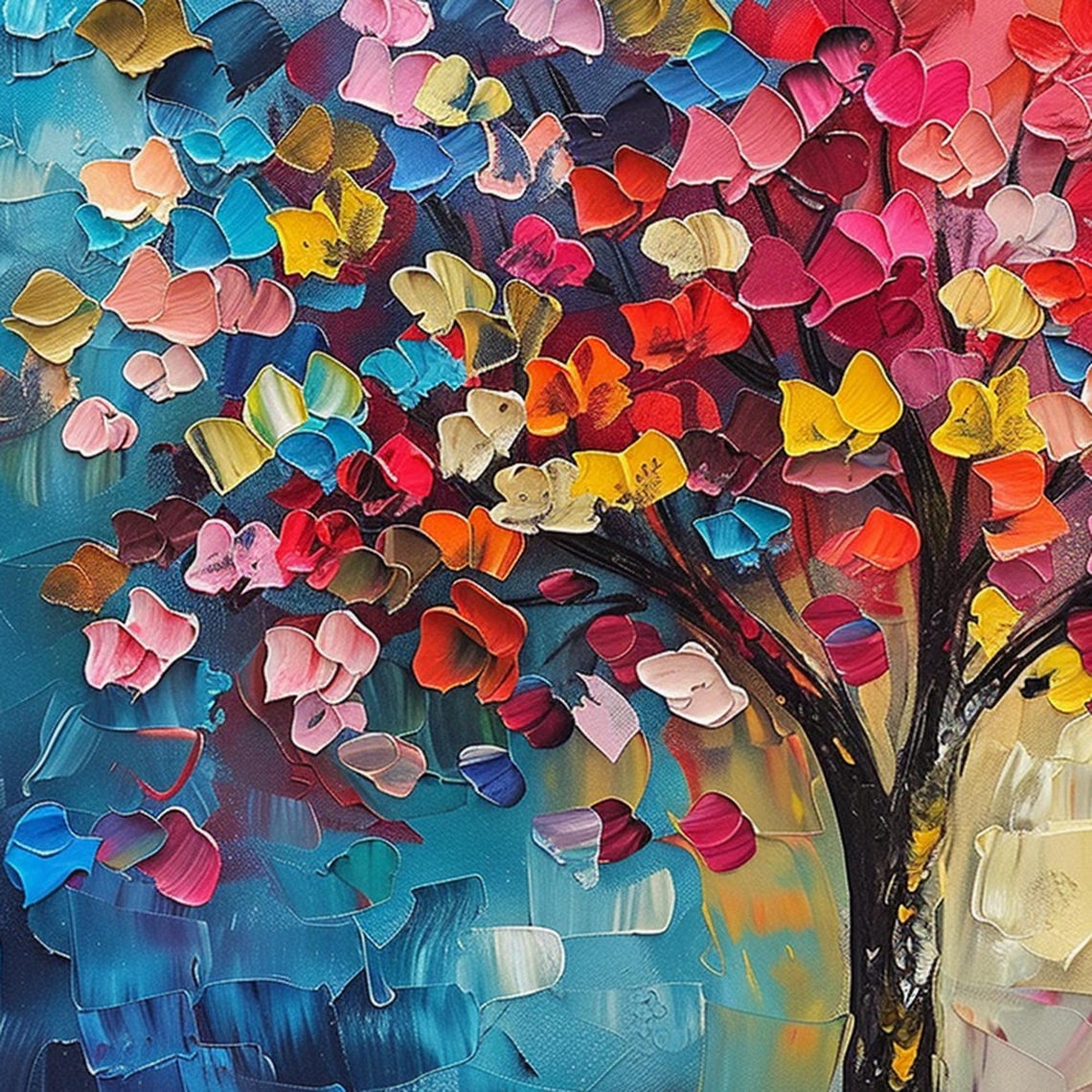 Rainbow Leafed Tree Standing Against a Teal Dreamscape Poster - Image 4