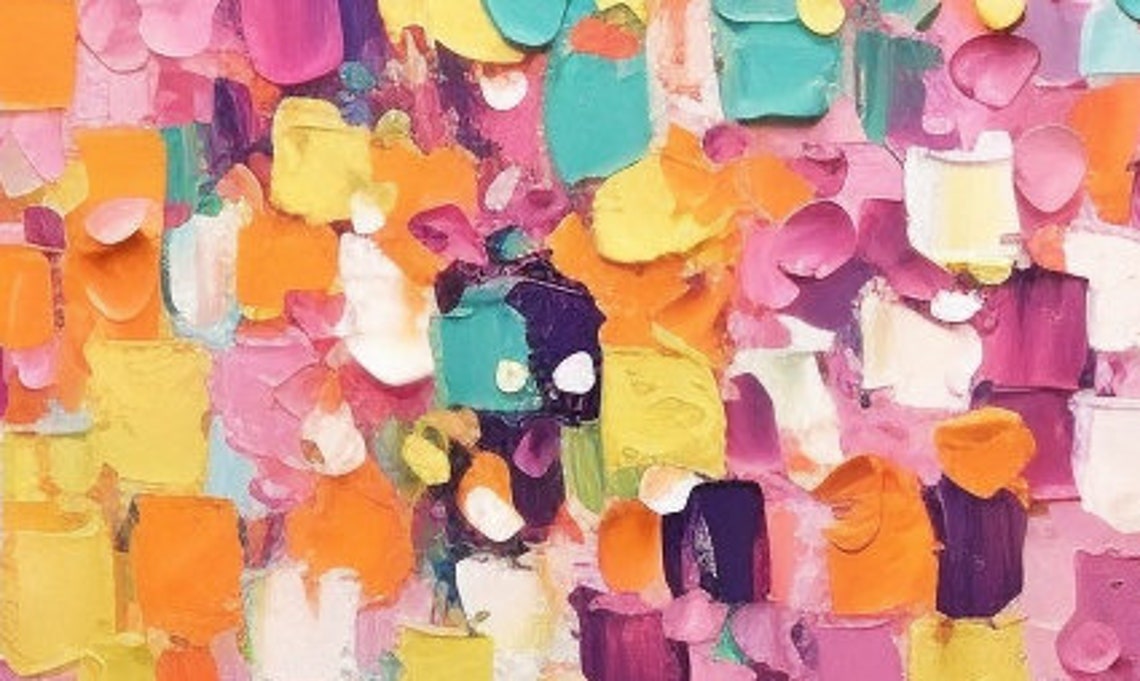 Colorful Confetti Abstract Mosaic Teal Orange Rainbow Dots Poster - Image 3