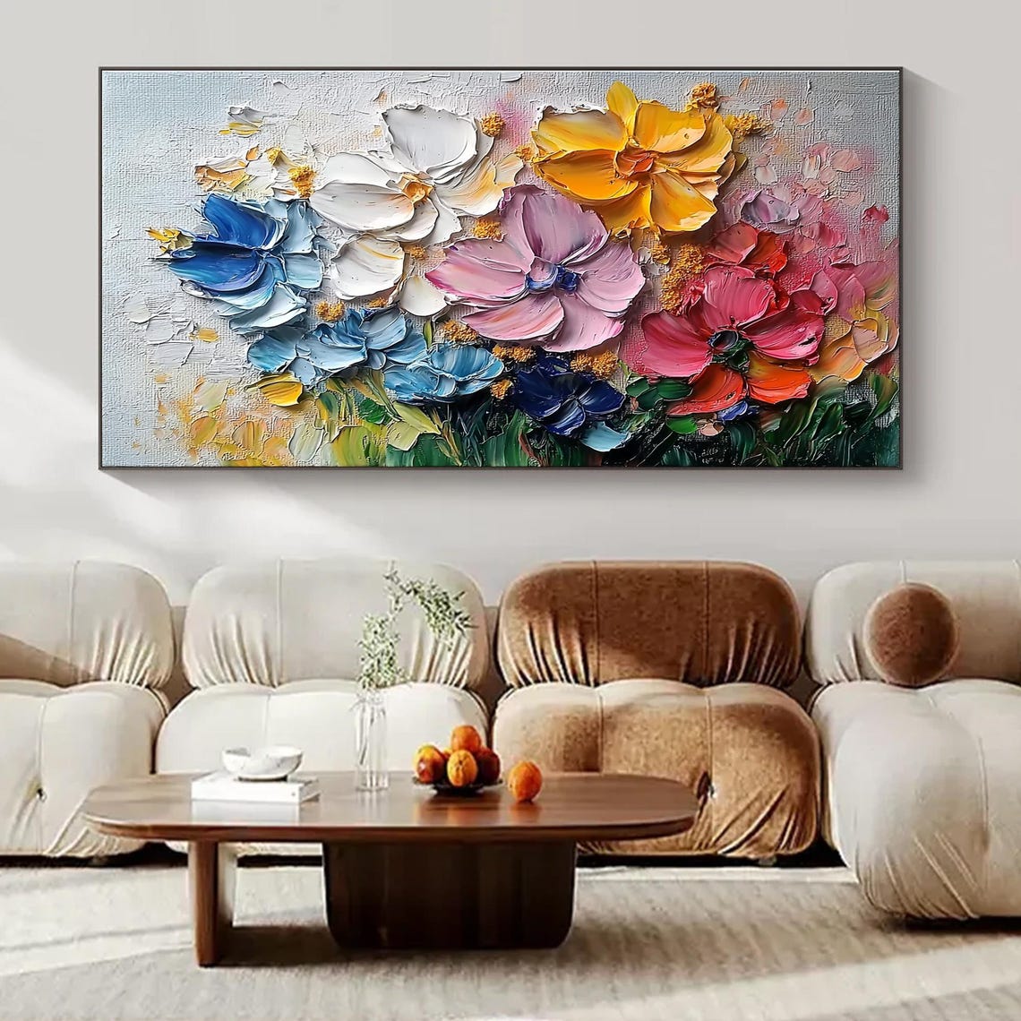 Colorful Three Dimensional Blooms in Thick Impasto Floral Poster - Image 5