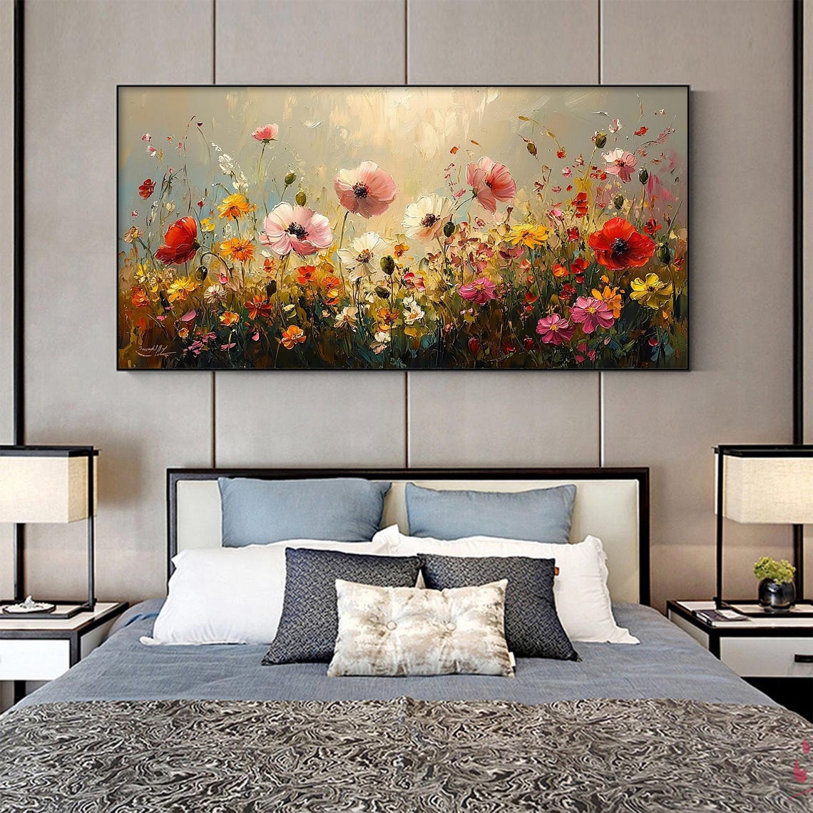 Sunlit Wildflower Meadow Filled With Poppies and Wild Blooms Poster - Image 2